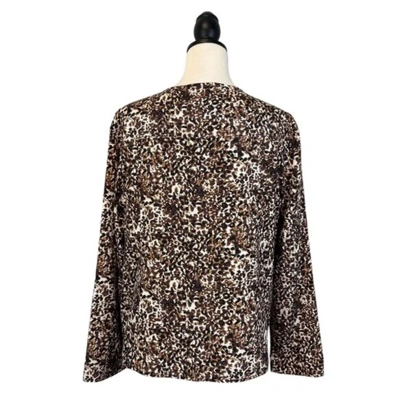 Amber Sun Silk Jacket Black Brown Print Reversible Button Front, Size L - Picture 9 of 15